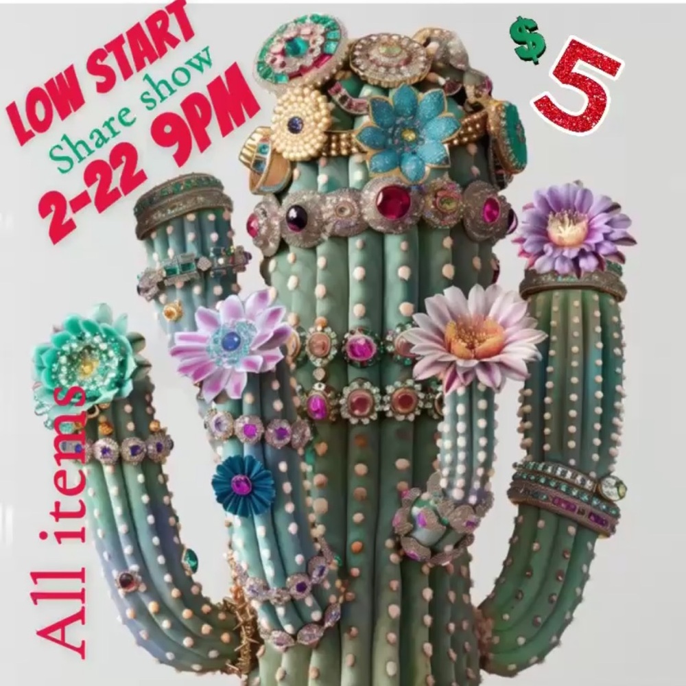 Floral Embellished Cactus Decor